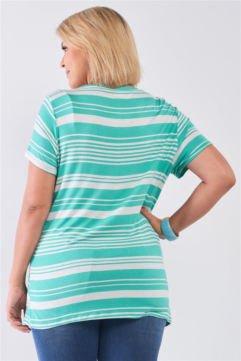 Plus Striped And Distressed Cut-out Top