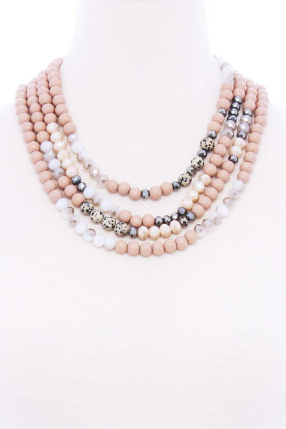 Chunky 4 Layered Bead Multi Necklace