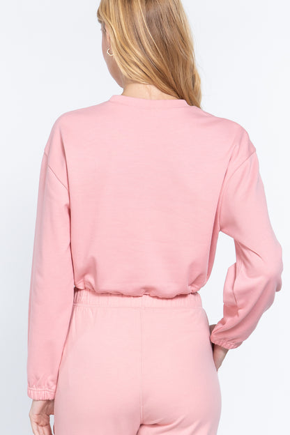 Light Pink Adjustable Waist French Terry Top