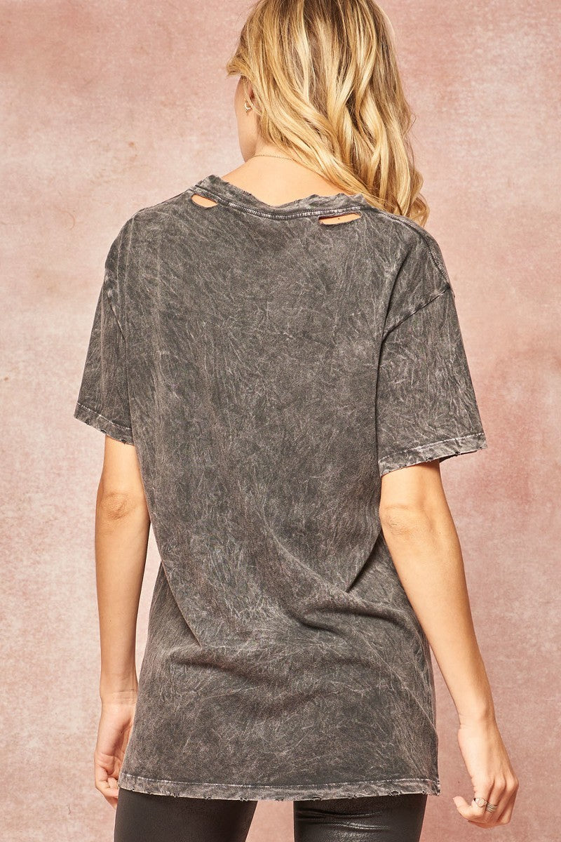 Gray Mineral Washed Graphic T-shirt