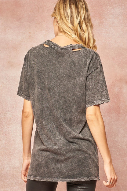 Gray Mineral Washed Graphic T-shirt