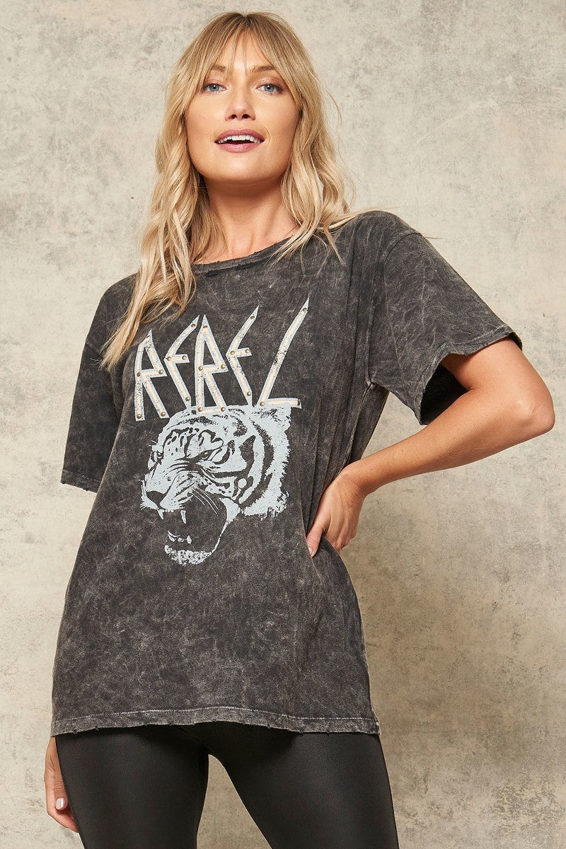 Gray Mineral Washed Graphic T-shirt