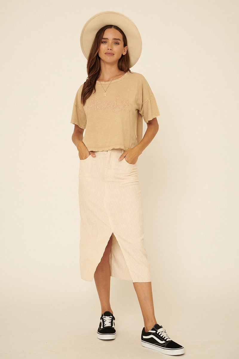 Tan Mineral-washed Graphic Tee