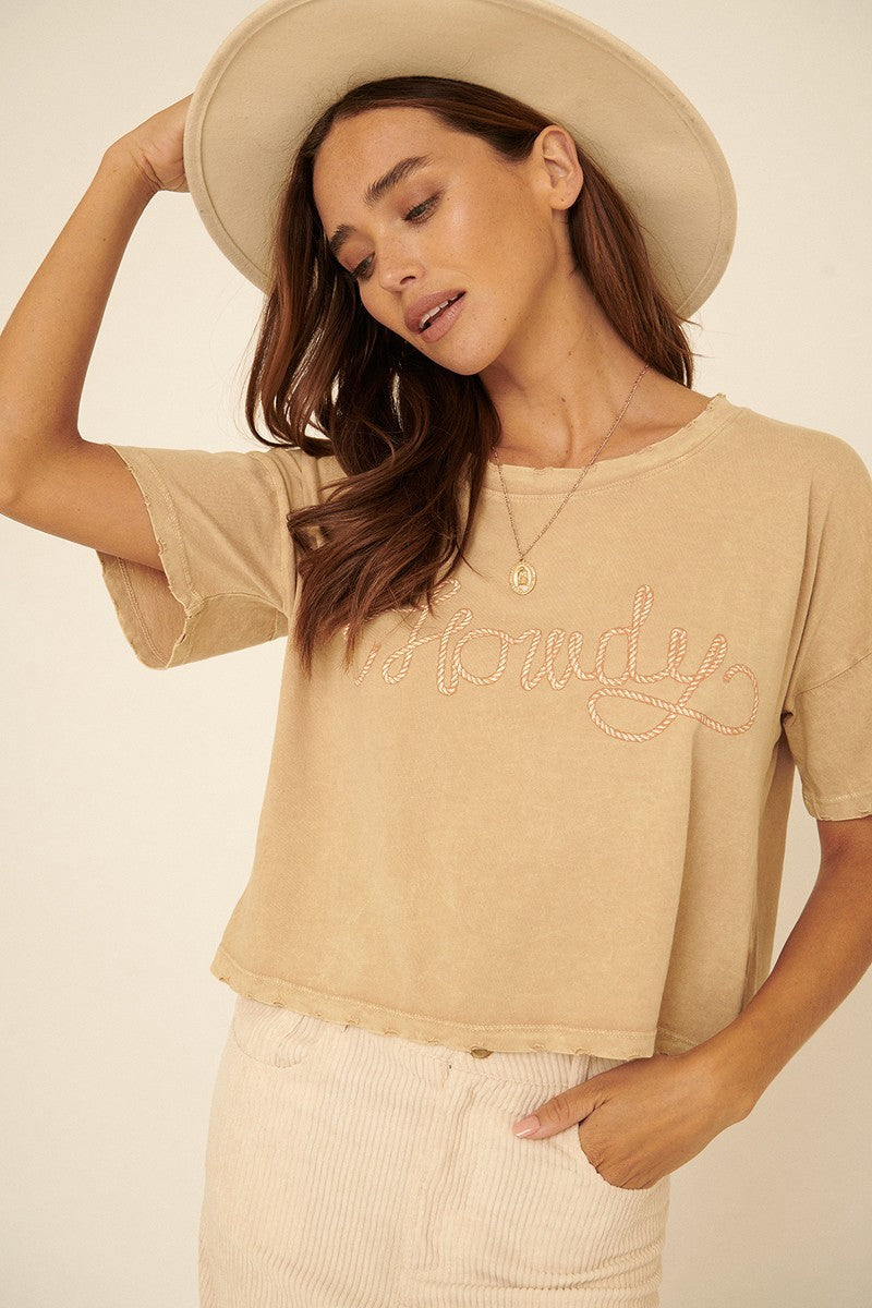 Tan Mineral-washed Graphic Tee