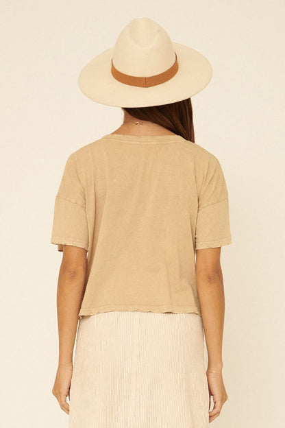 Tan Mineral-washed Graphic Tee
