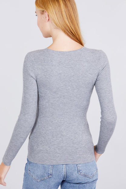 V-neck Viscose Rib Sweater