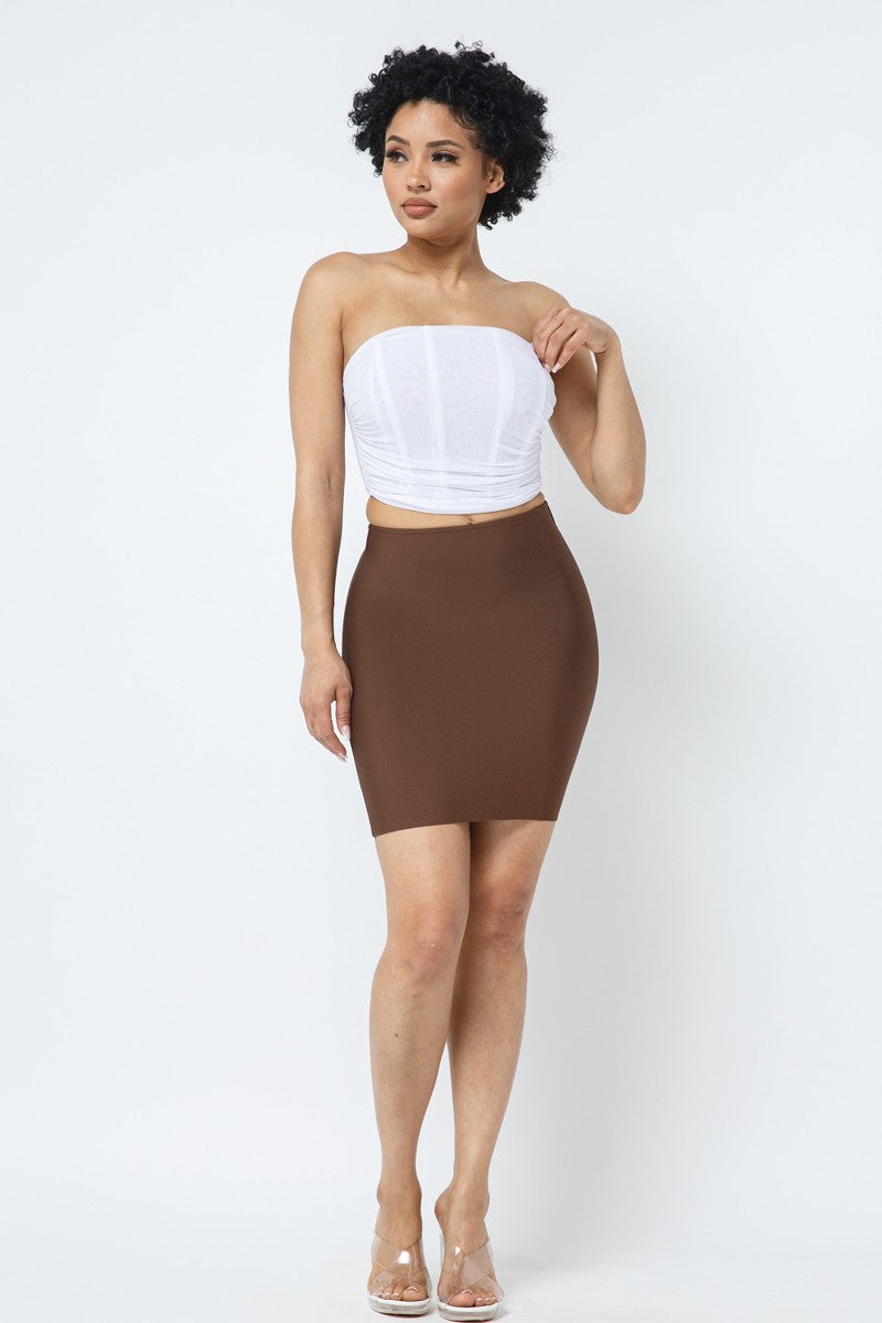 Brown Bandage Mini Skirt