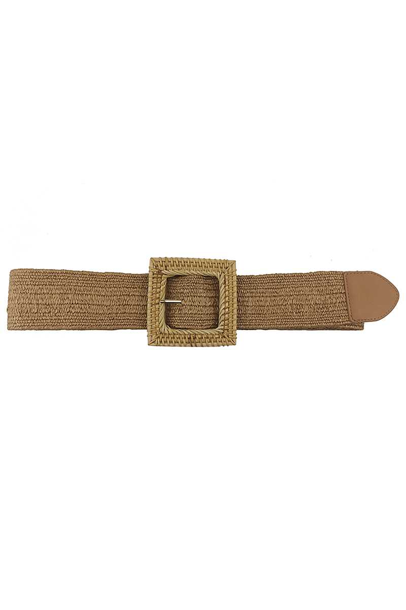 Fashion Square Straw Buckle Belt