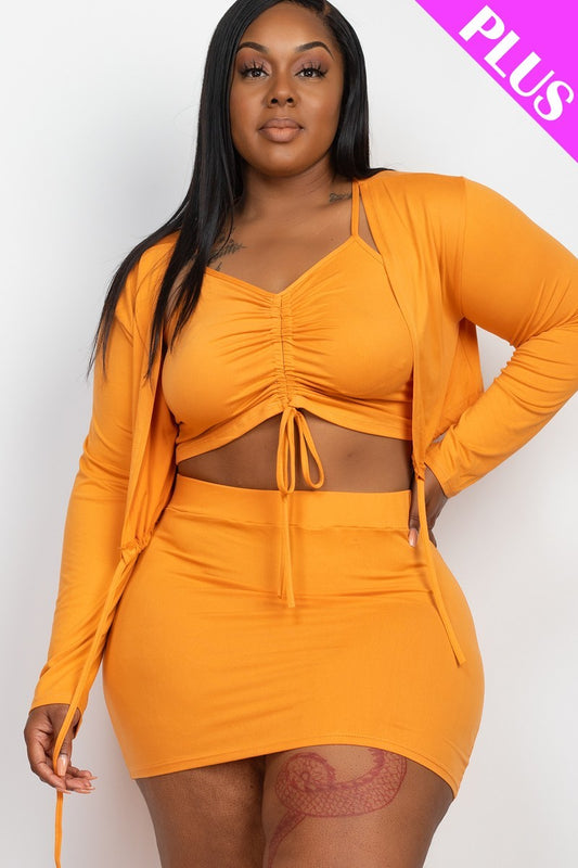 golden yellow plus size 3 piece outfit set 