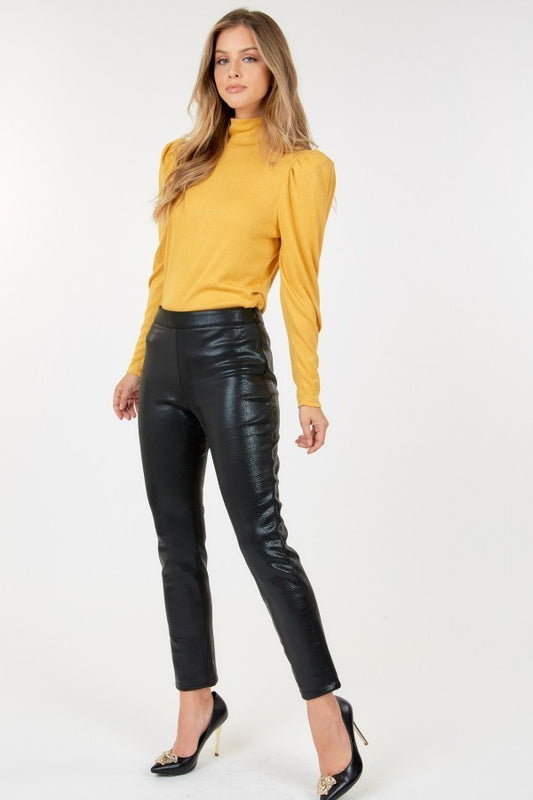 Black Skin Vinyl Ankle Pants