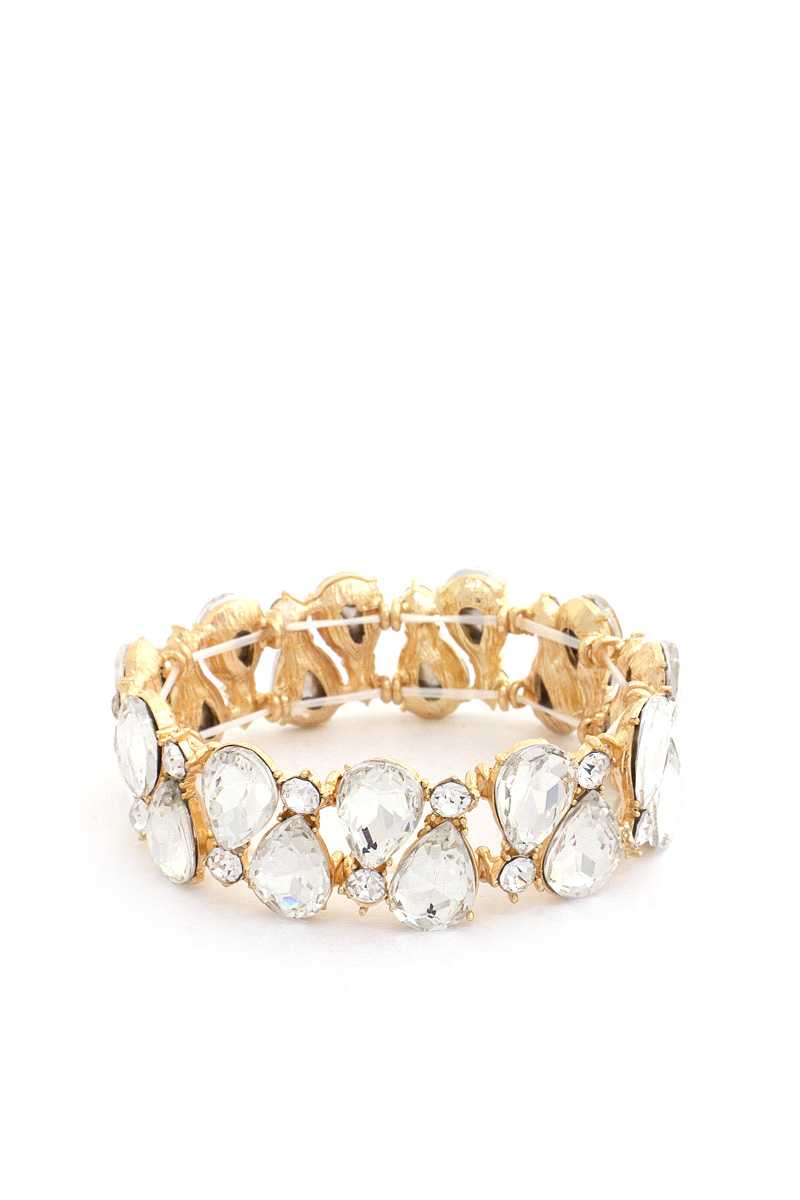 Women Teardrop Rhinestone Stretch Bracelet