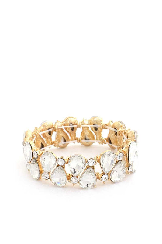 Women Teardrop Rhinestone Stretch Bracelet