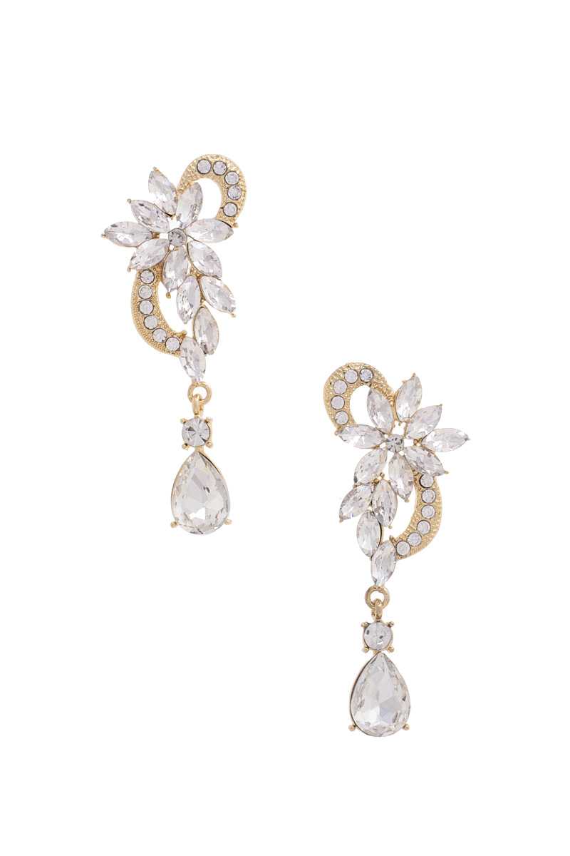 Women Flower Rhinestone Dangle Earring