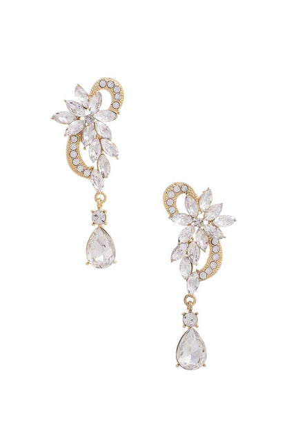 Women Flower Rhinestone Dangle Earring