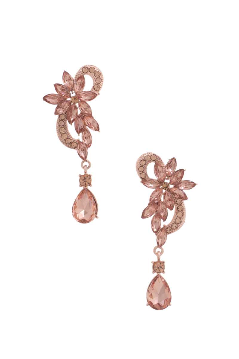 Women Flower Rhinestone Dangle Earring