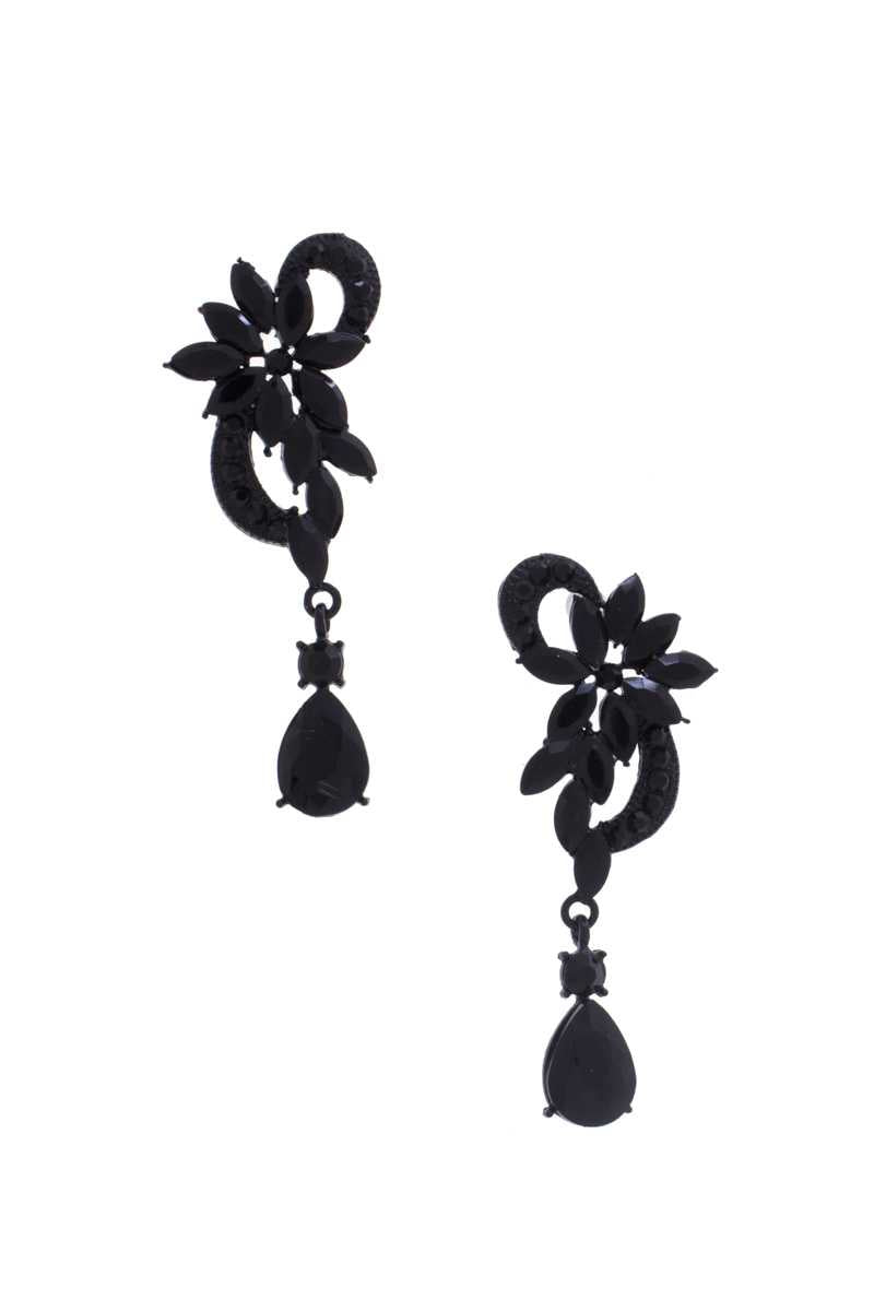 Women Flower Rhinestone Dangle Earring