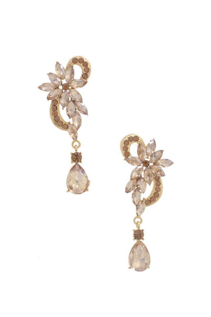 Women Flower Rhinestone Dangle Earring