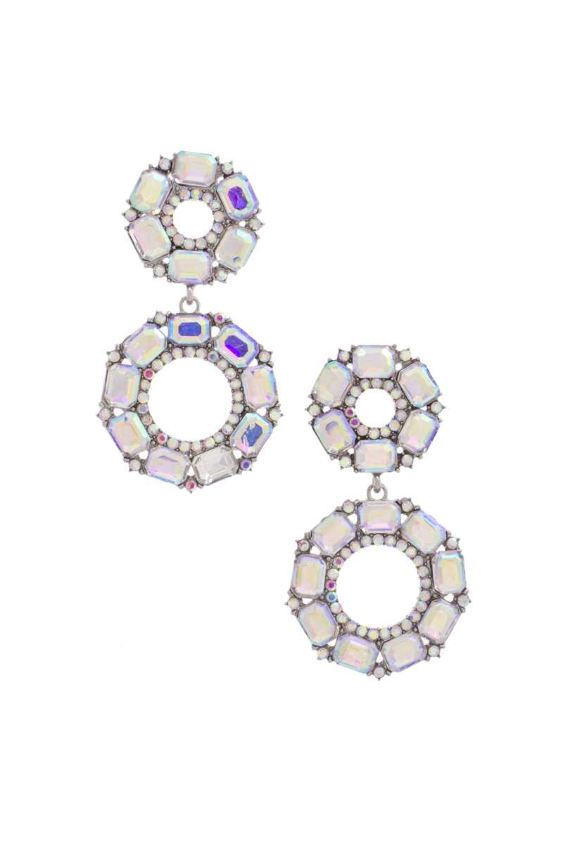 Women Double Circle Rhinestone Earring