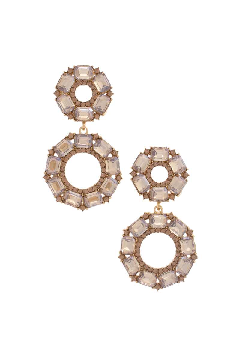 Women Double Circle Rhinestone Earring