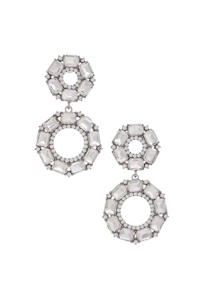 Women Double Circle Rhinestone Earring