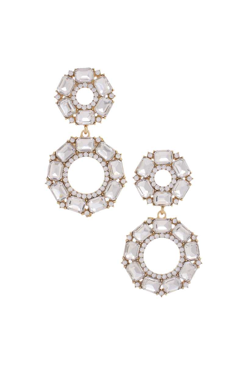 Women Double Circle Rhinestone Earring