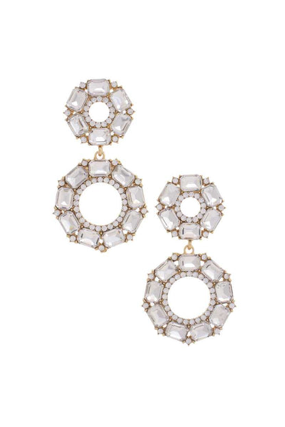 Women Double Circle Rhinestone Earring