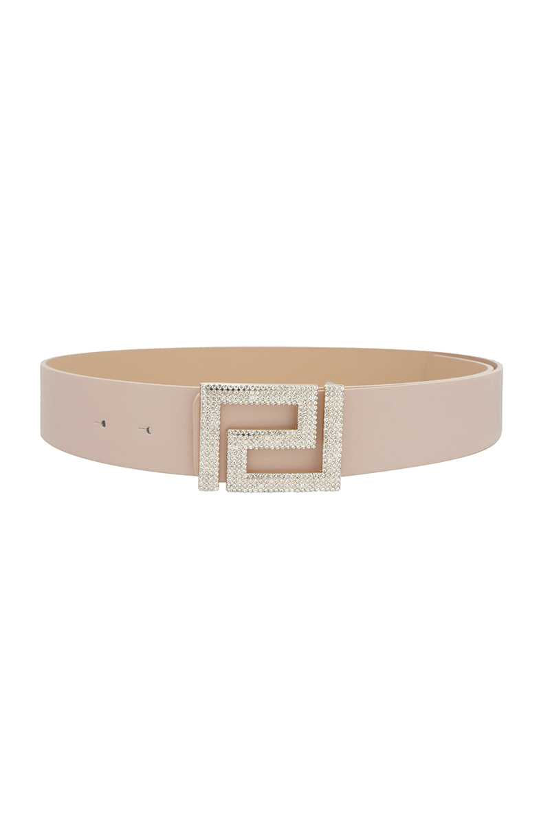 Women Rhinestone Pave Geo Shape Belt