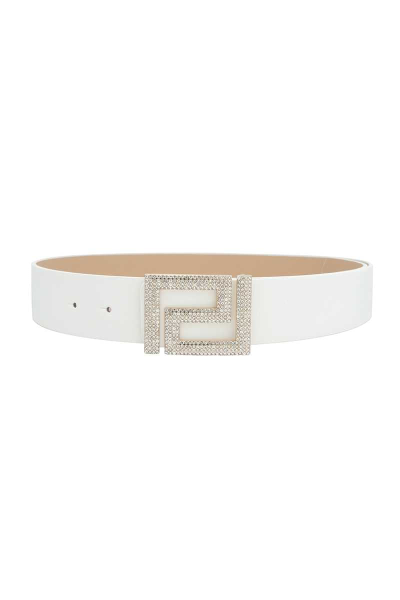 Women Rhinestone Pave Geo Shape Belt