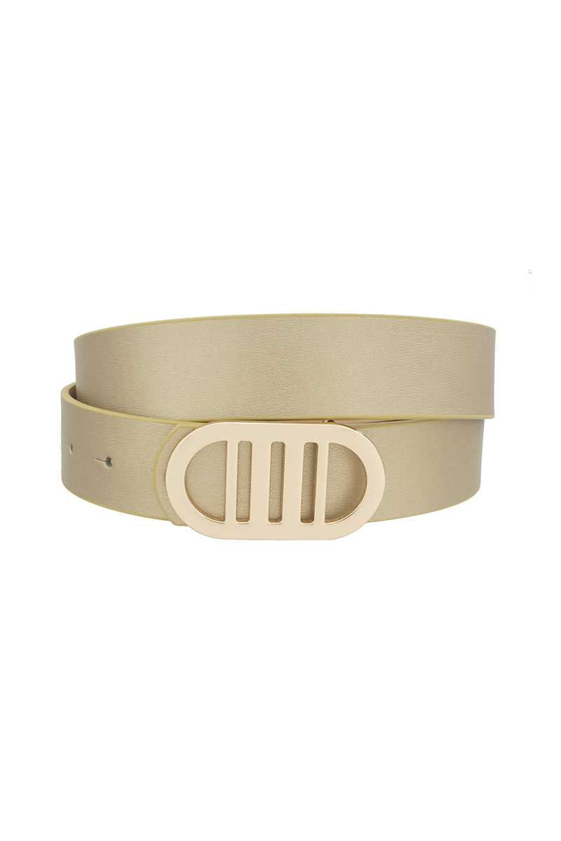 Women Modern Gridded Oval Standard Belt