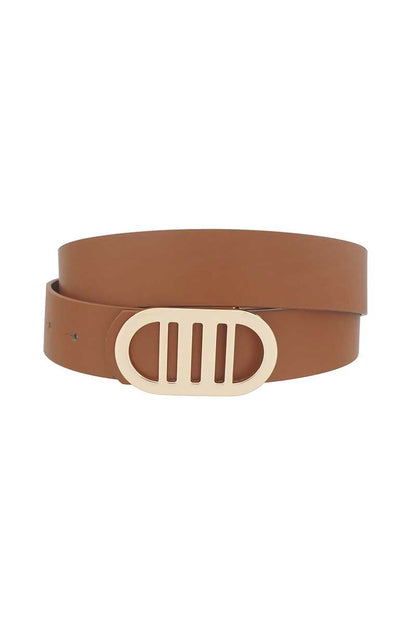 Women Modern Gridded Oval Standard Belt