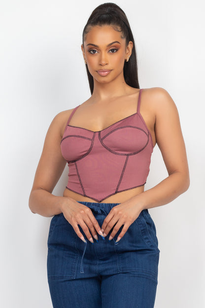 Thistle Pink Bustier Sleeveless Ribbed Top