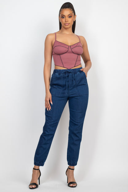 Thistle Pink Bustier Sleeveless Ribbed Top