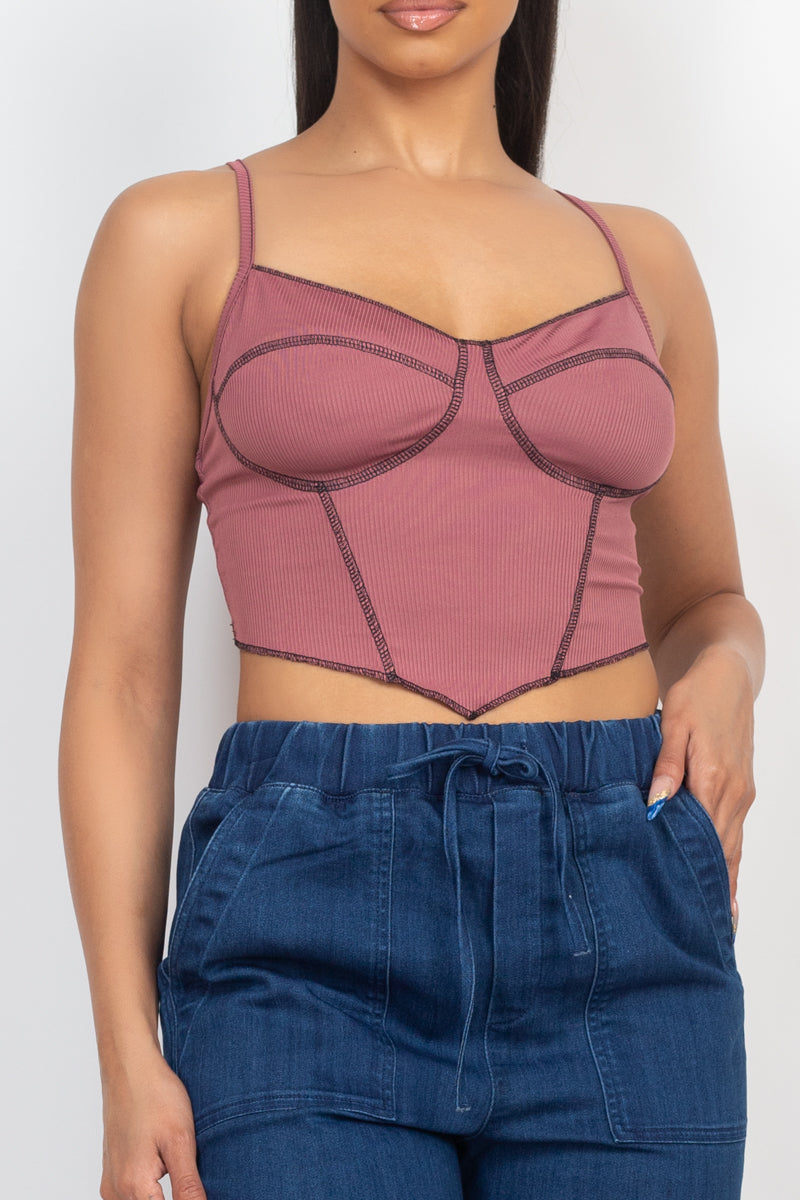 Thistle Pink Bustier Sleeveless Ribbed Top