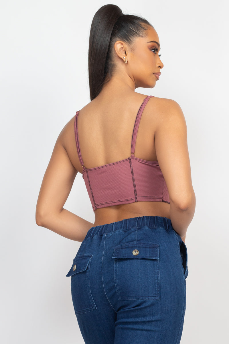 Thistle Pink Bustier Sleeveless Ribbed Top