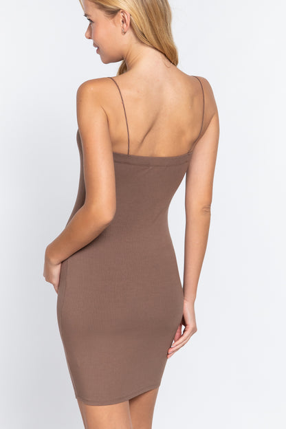 Mocha Cami Heavy Rib Mini Dress