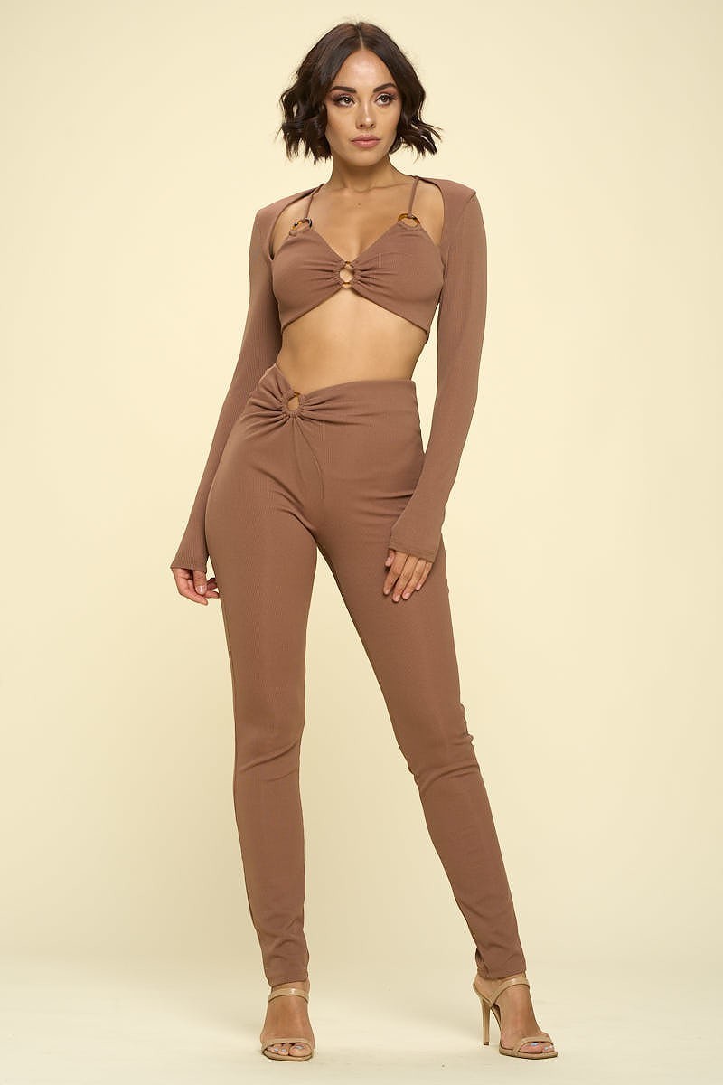 Mocha Bikini Top Solid Color 2 Piece