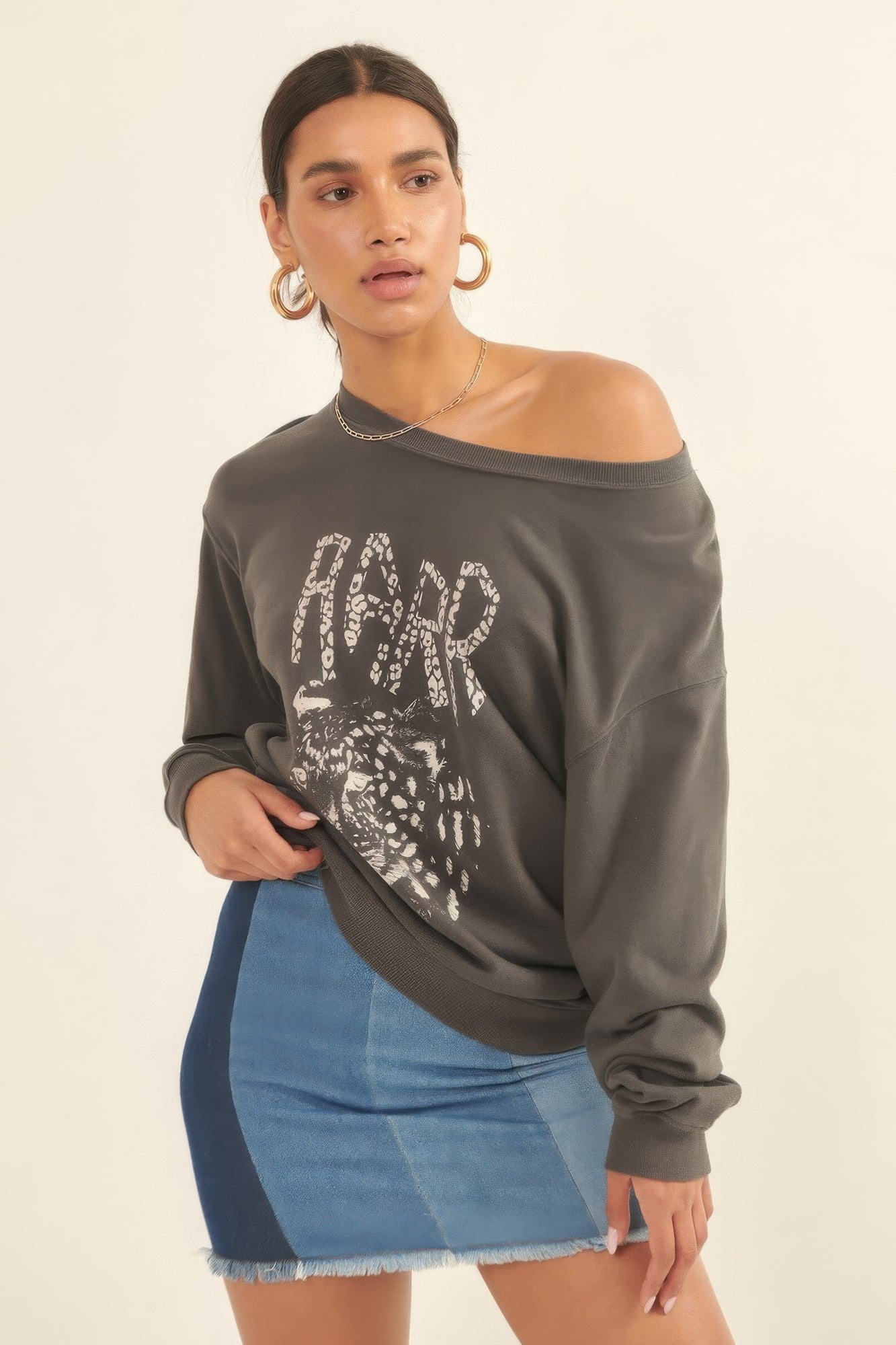 Gray Garment Dyed French Terry Graphic Sweatshirt