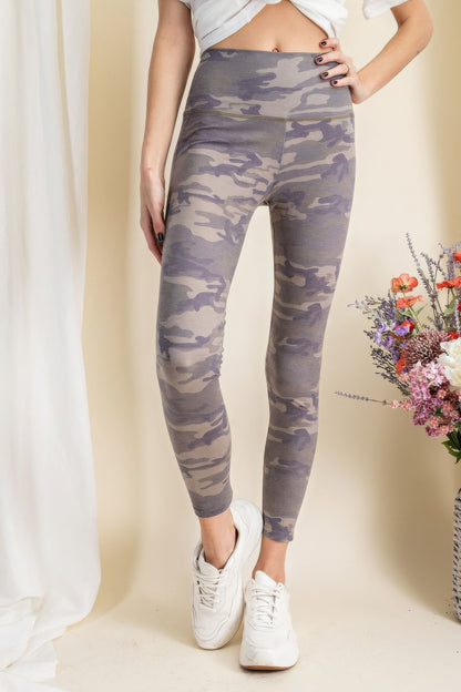 Grey Camouflage Printed Rayon Spandex Leggings