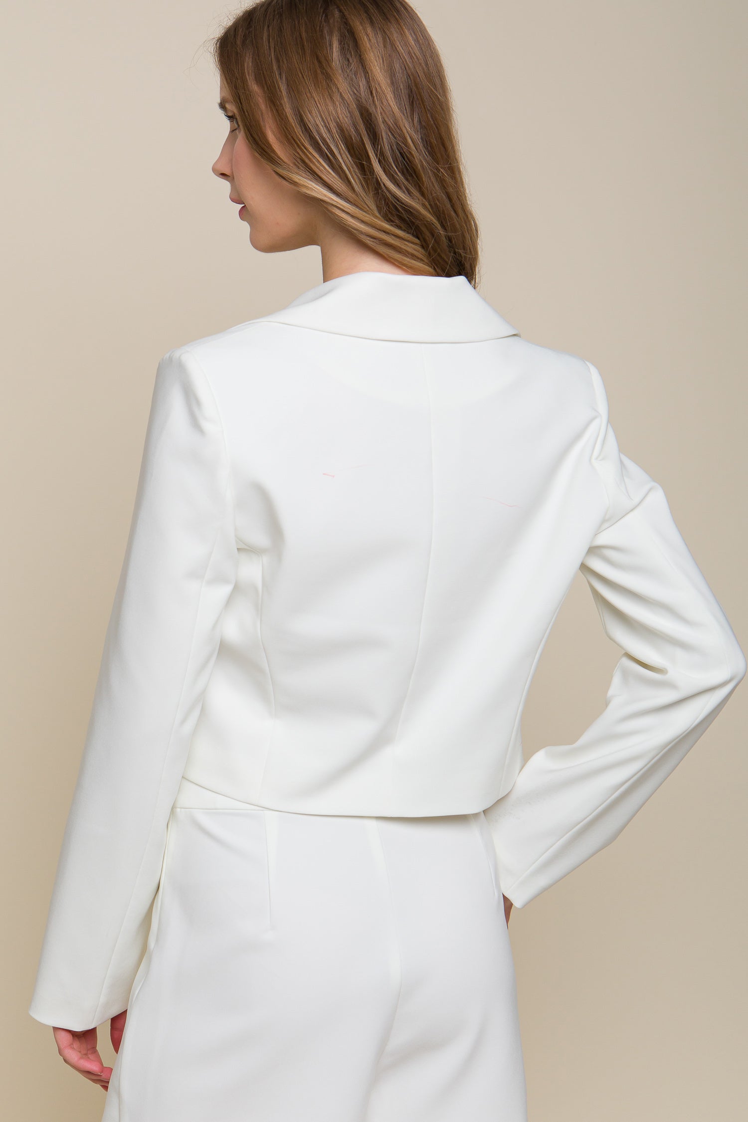 White Button Crop Blazer