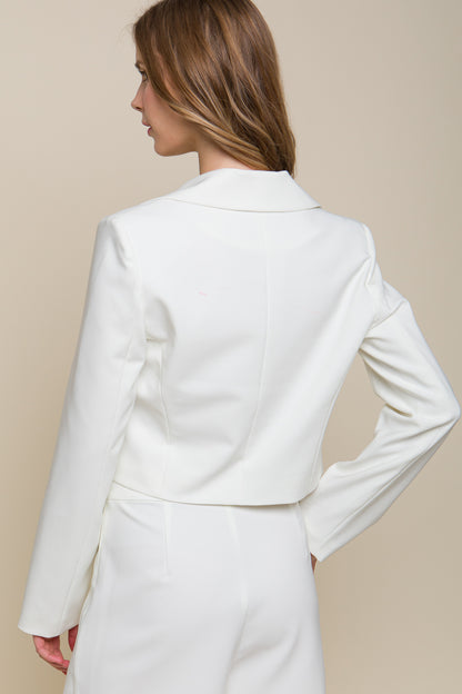 White Button Crop Blazer