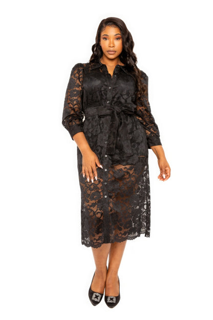 Black Lace Shirt Dress