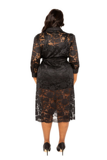 Black Lace Shirt Dress