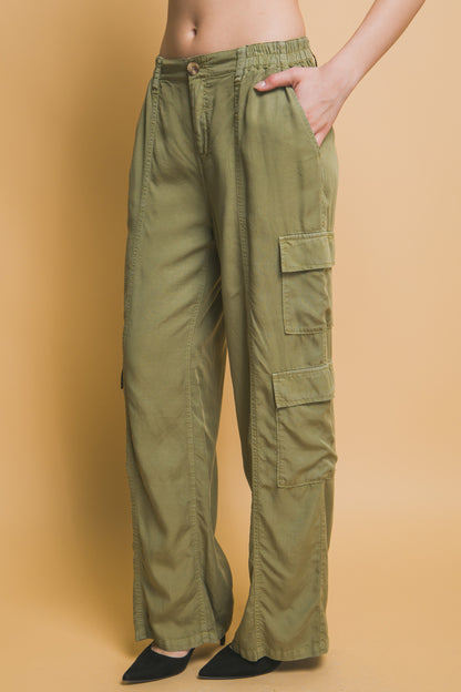 Full-length Tencel Pants With Cargo Pockets