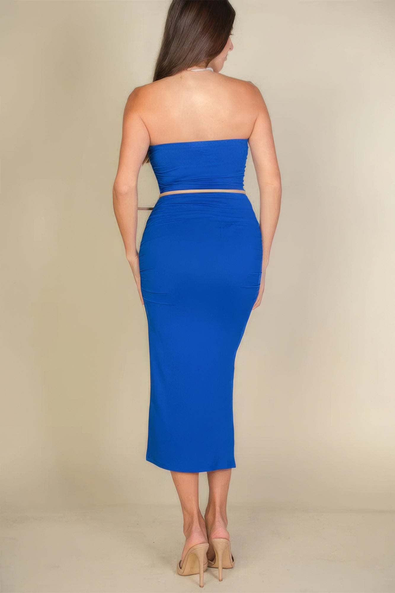 Solid Bodycon Split Hem Tube Dress