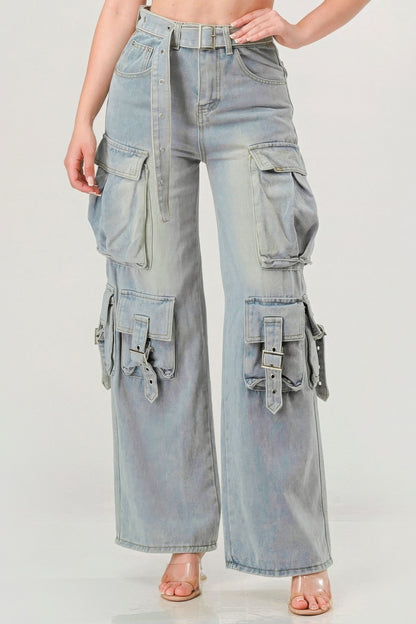 Light Blue Denim Cargo Jean