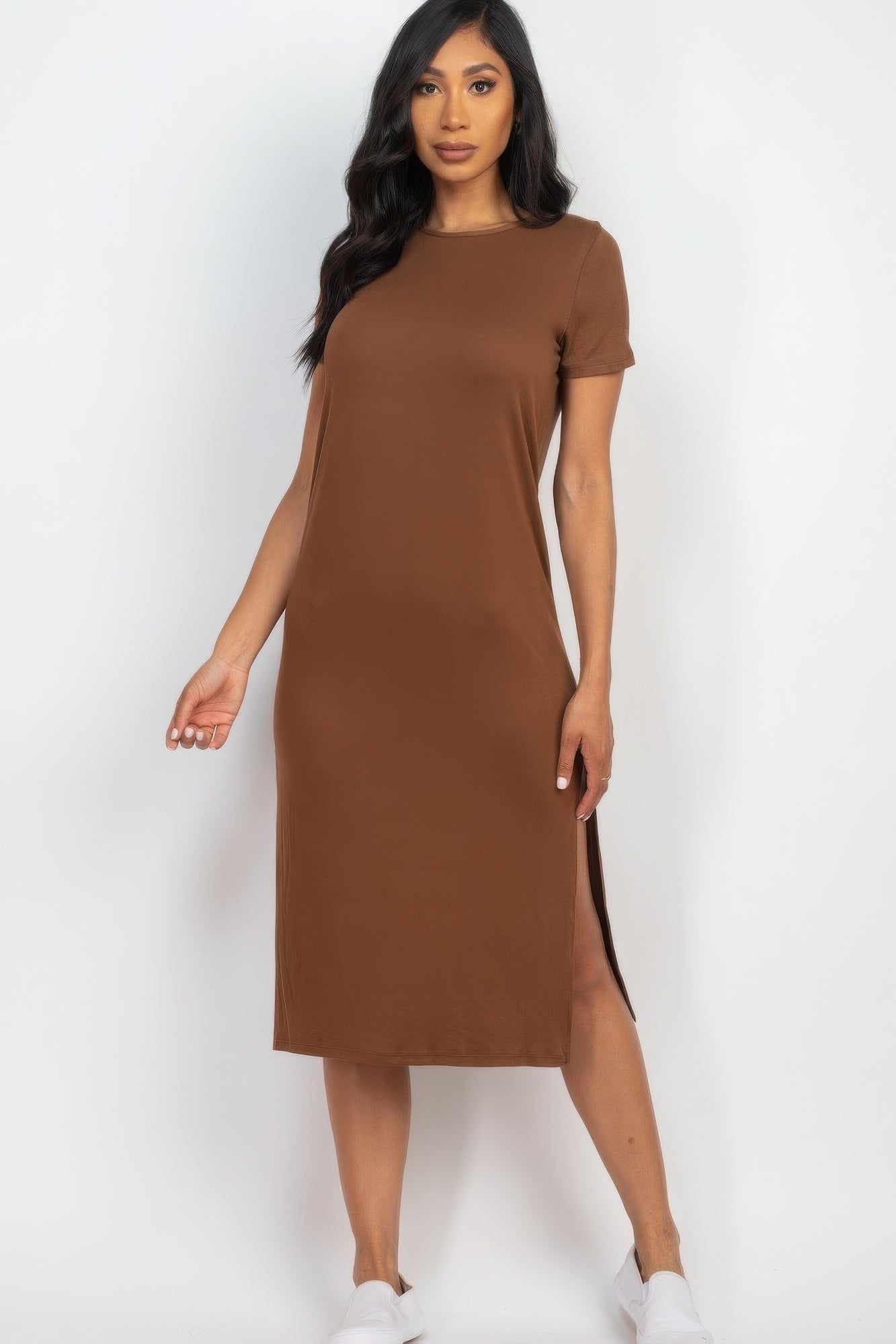 Side slit comfy midi dress