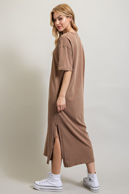 VENTED HEAVY COTTON WASHED DRESS