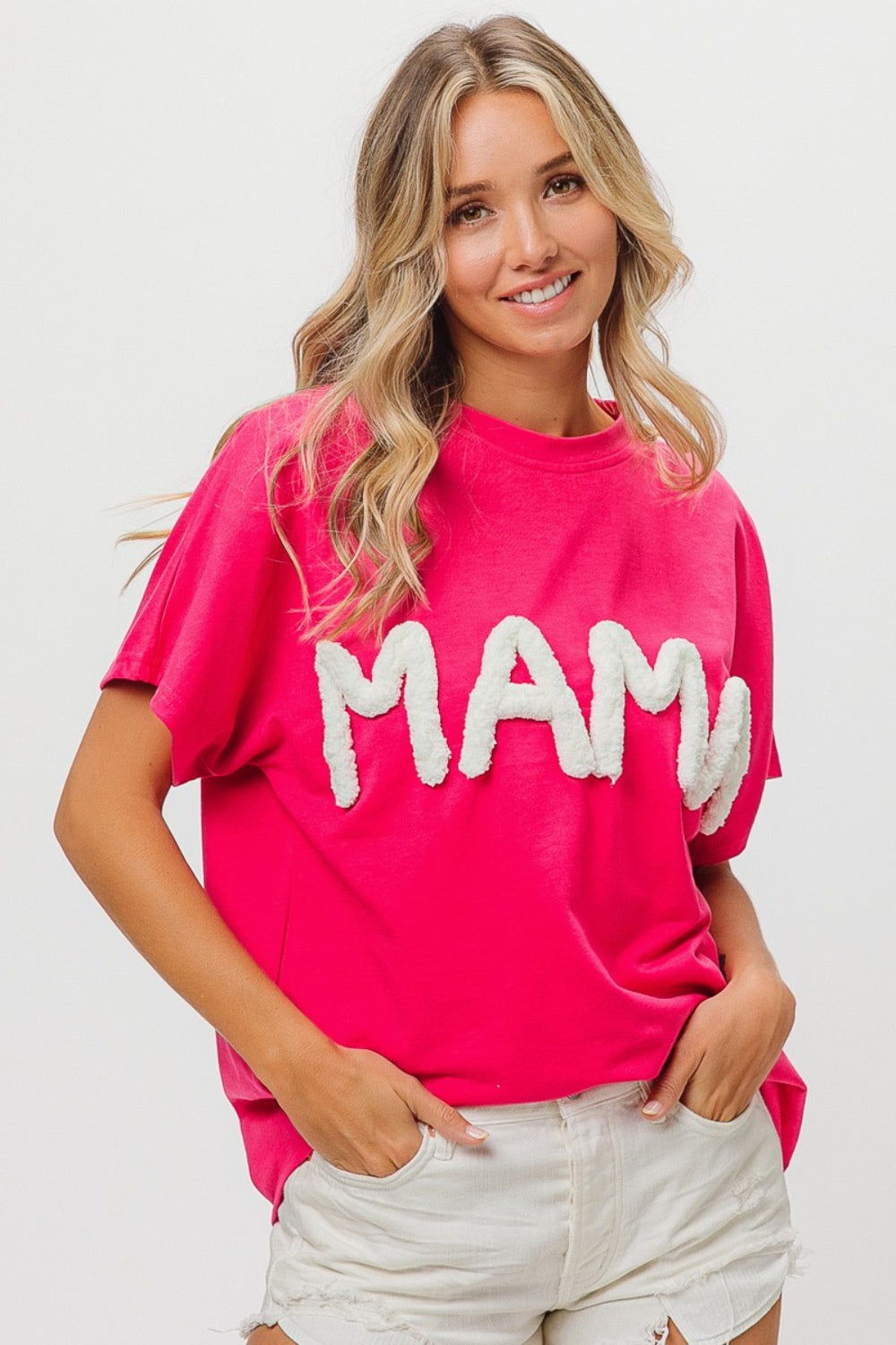 Fuchsia Round Neck Short Sleeve T-Shirt