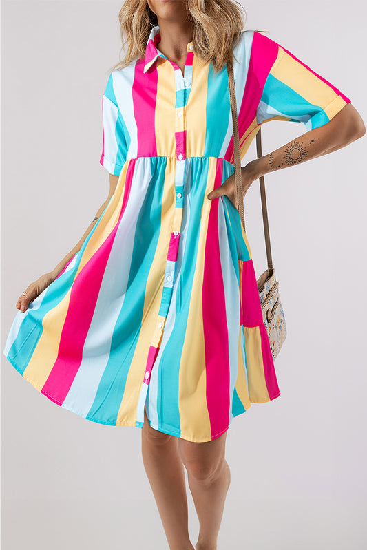 Color Block Half Sleeve Mini Dress