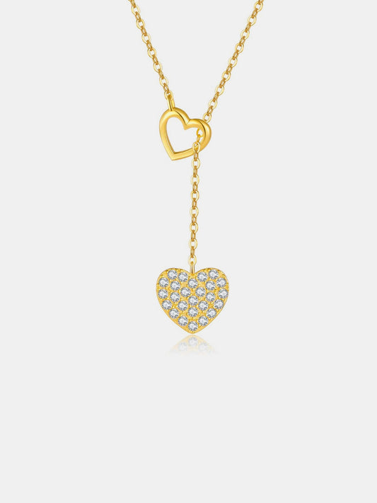 925 Sterling Silver Inlaid Zircon Heart Necklace